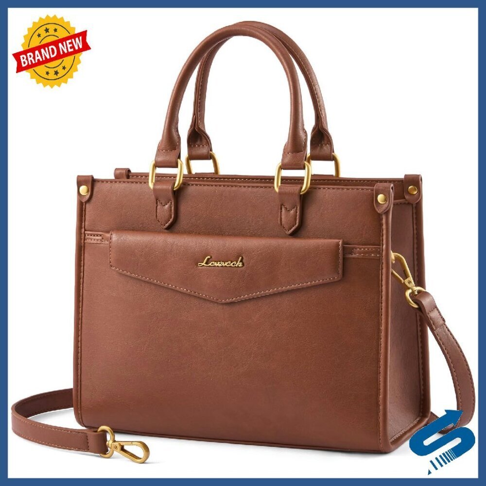 PU Leather Satchel Tote Crossbody Bag with Multiple Compartments
